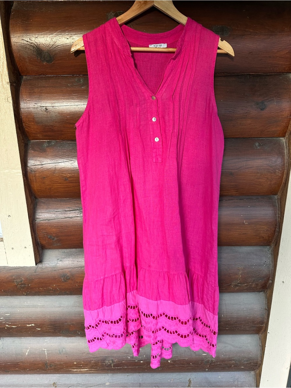 Made in Italy 100% linen pink tired sundress